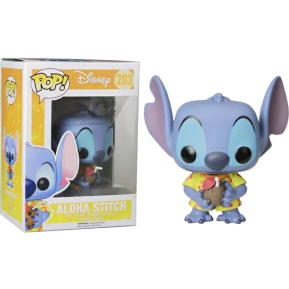 NWB POP! Funko Disney Lilo & Stitch: Aloha Stitch Exclusive #203 - Picture 1 of 10